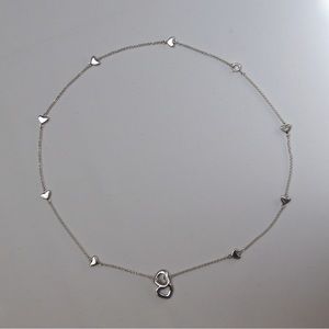 Worn Twice!! Tiffany & Co. Sterling Silver Heart Lariat Necklace.